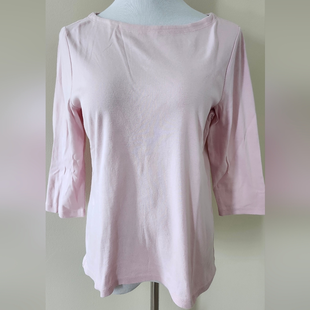 Chico's Soft Pink Boatneck 3/4 Sleeve Tee